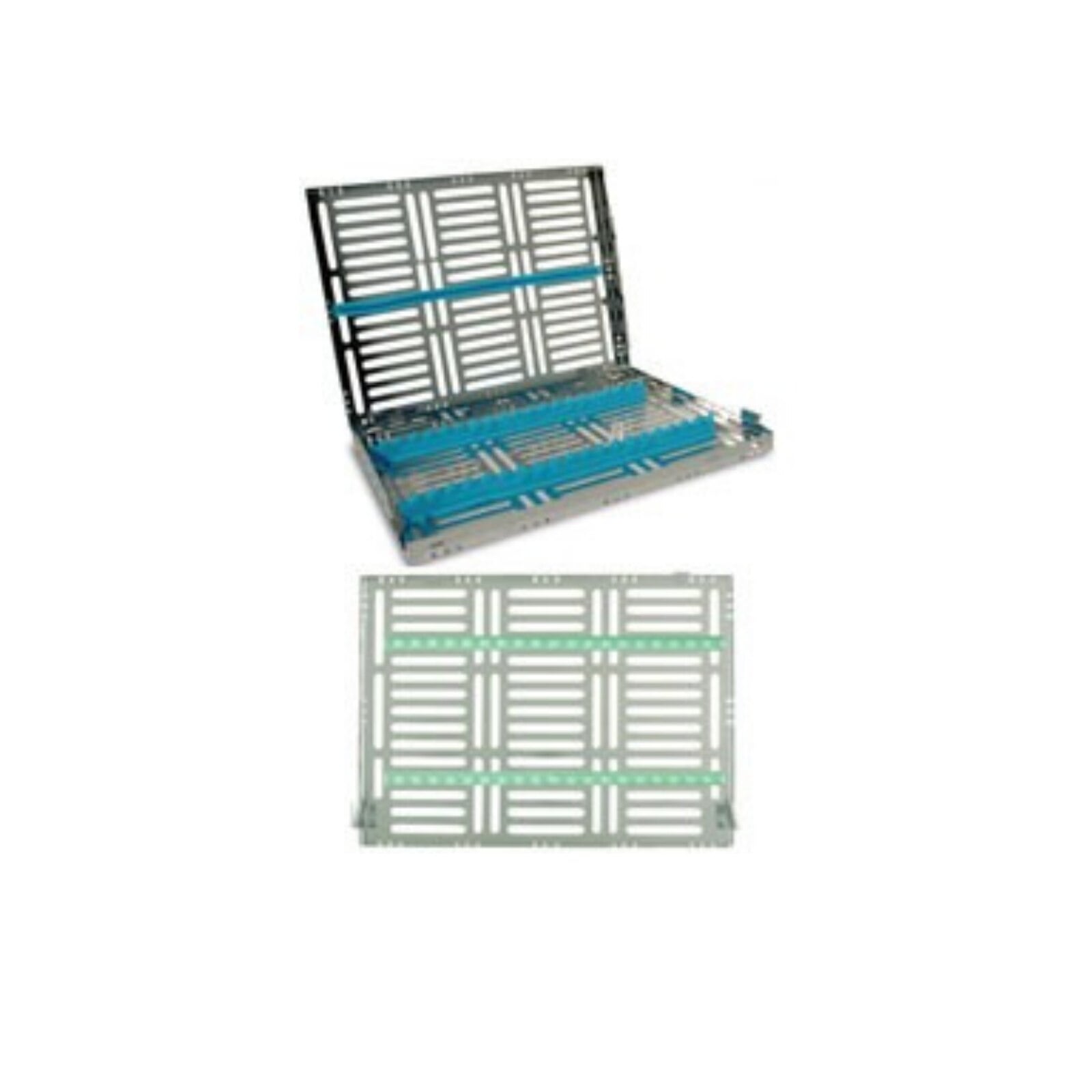 Nordent Sterilization Cassette, Large, 16 Instrument Capacity, Stainless Steel, Mint, 8"W x 11"L x 1.25"H, Single-Sided with Divider