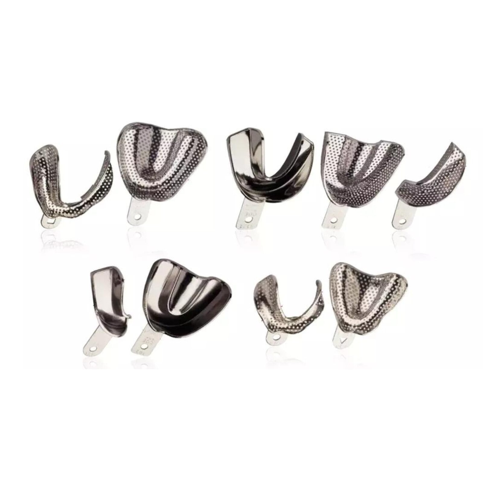 GC America COE Nickel-Plated Perforated Impression Tray #XL28, Extra Long Lower, Medium Wide, 2-1/8" W x 2-1/8" L x 5/8" D, Individual