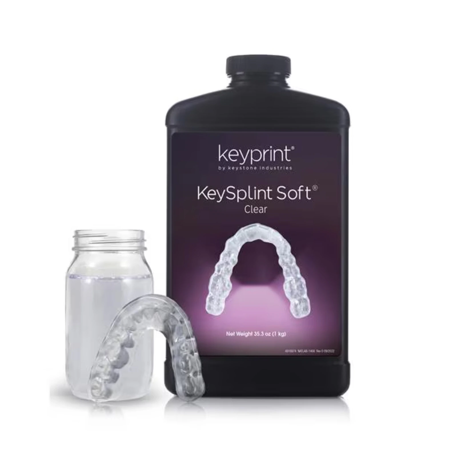 KeySplint Soft Clear 3D Printing Resin, 1kg, Biocompatible Splint Material