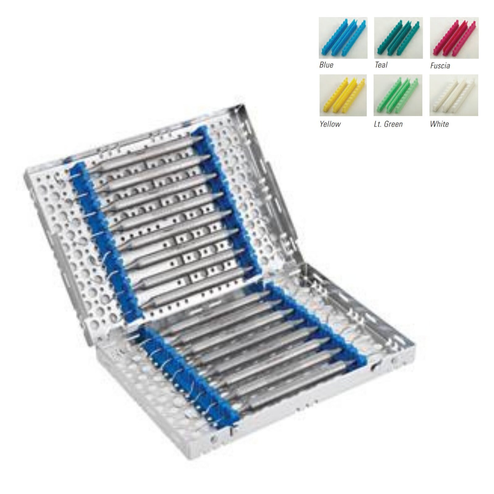 Nordent Double-Sided Instrument Cassette, Large, 16 Instruments with Divider, Teal