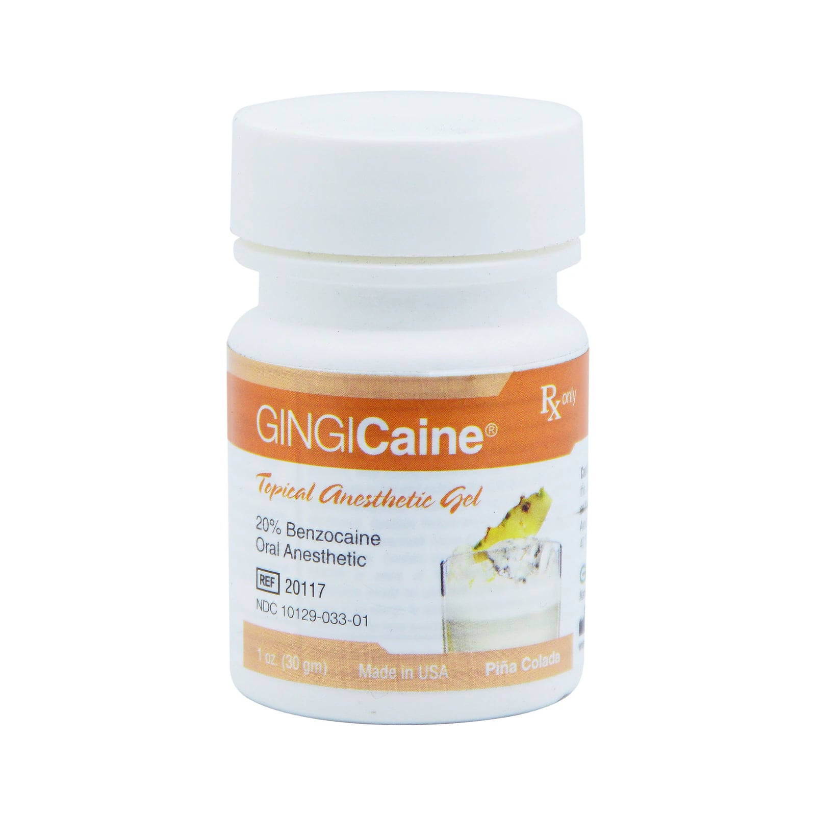 Gingicaine Topical Anesthetic Gel, 20% Benzocaine, Piña Colada, 1 oz Jar