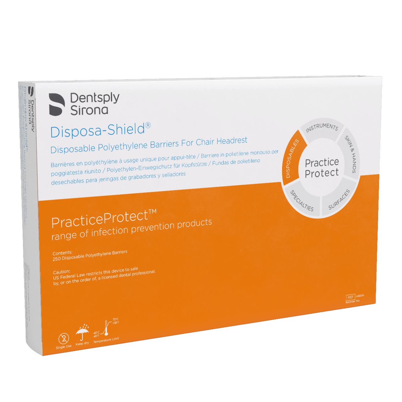 Disposa-Shield Headrest Cover, Polyethylene, 13" x 13", White, 250/Box, A88016