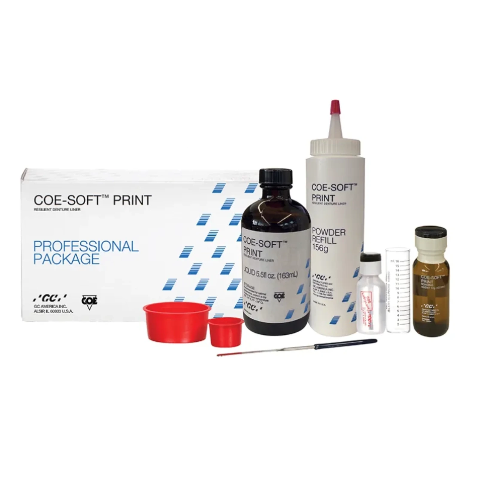 COE-SOFT PRINT Professional Package, Self-Cure Soft Denture Reline Material Kit, 10041721