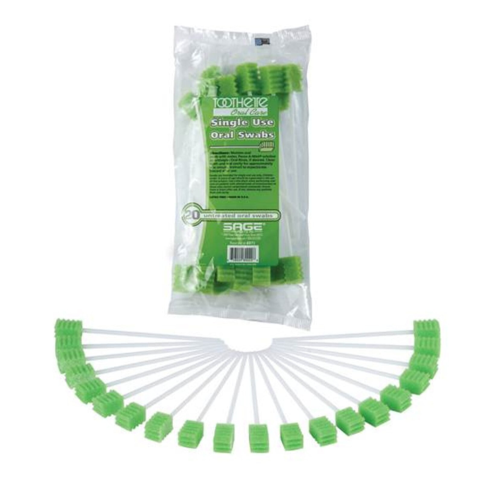 Toothette Plus Oral Swab, Disposable, Sodium Bicarbonate, 20/Bag
