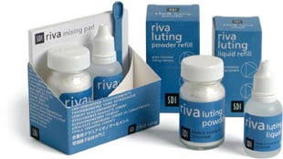 Riva Luting Powder/Liquid Kit, Glass Ionomer Luting Cement, Self-Curing, Triple Pack (3 x 35g Powder + 3 x 25g Liquid), SDI, #8650510