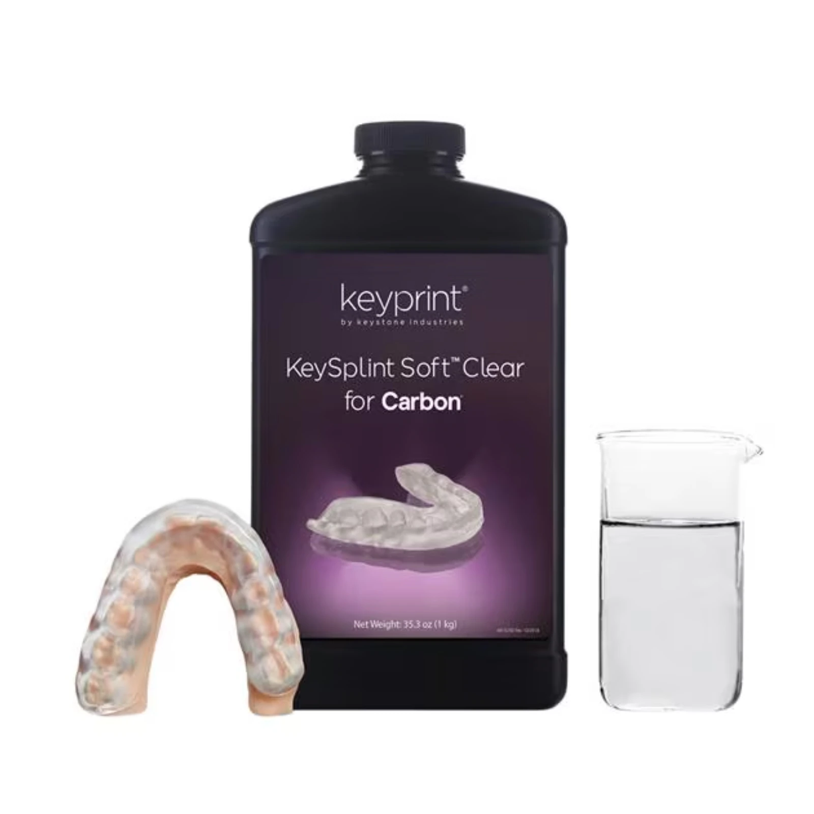 KeySplint Soft Clear 3D Printing Resin, 1kg, for Carbon Printers