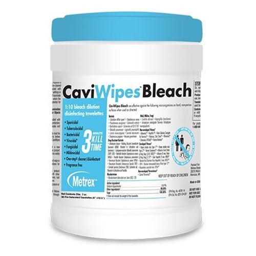 Metrex CaviWipes Bleach Disinfecting Towelettes, 6" x 10.5", 90 Wipes/Can, 12 Cans/Case (1080 Wipes/Case)
