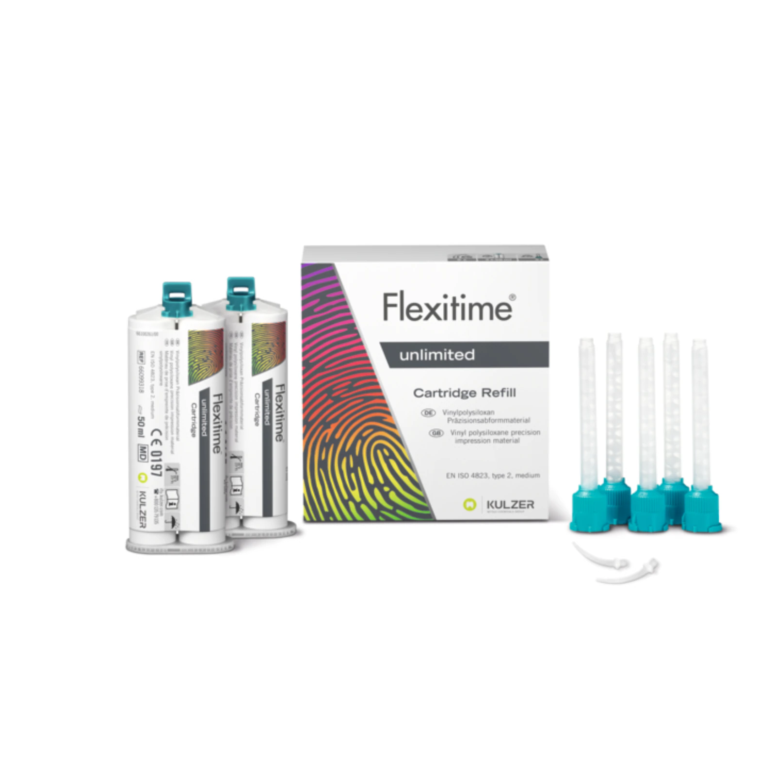 Kulzer Flexitime Unlimited Vinyl Polysiloxane Impression Material, 50mL Cartridges, 2/Pk
