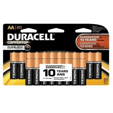 Duracell Coppertop AA Alkaline Batteries, 20/Pack