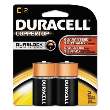 Duracell Coppertop Alkaline Battery, Size C, 2-Pack, Duralock Power Preserve