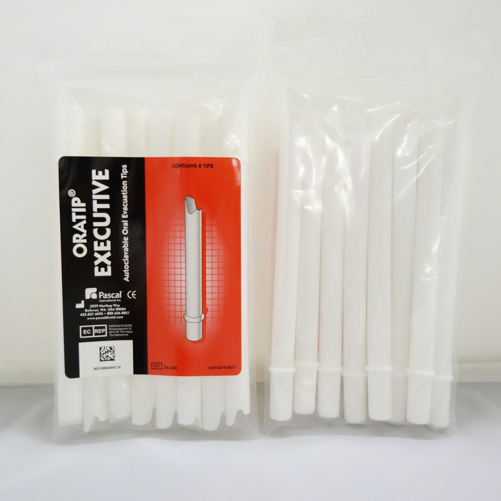 Oratip I HVE Tips with Adapter, White Opaque Polyethylene, 4.5", 72 Tips/Kit, 24-105