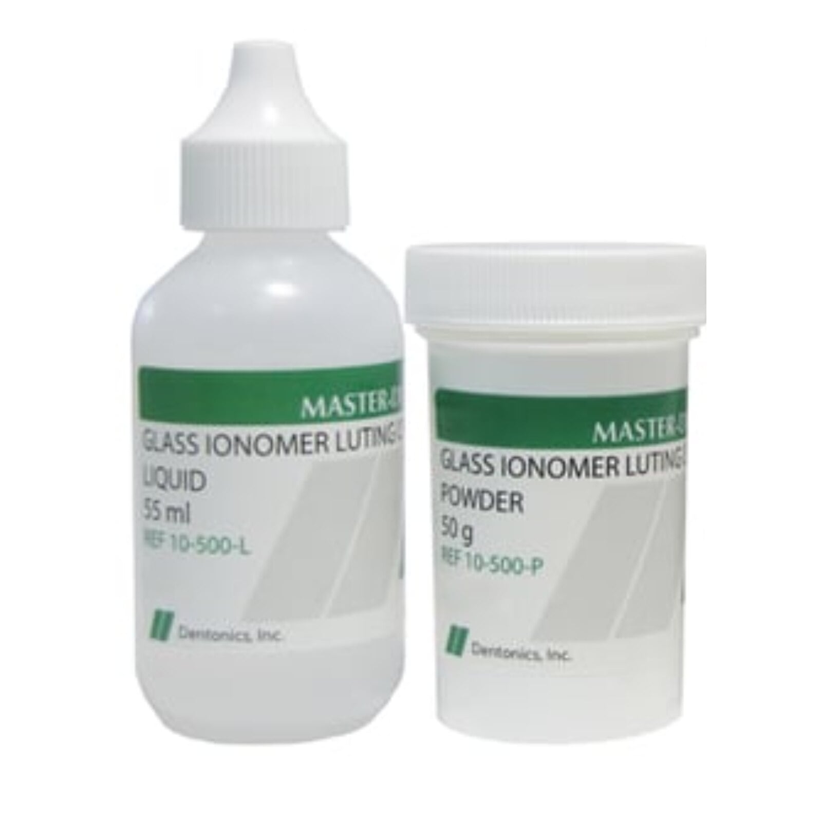 Master-Dent Glass Ionomer Luting Cement Kit, Self-Cure, White, 50g Powder & 55ml Liquid, 10-500