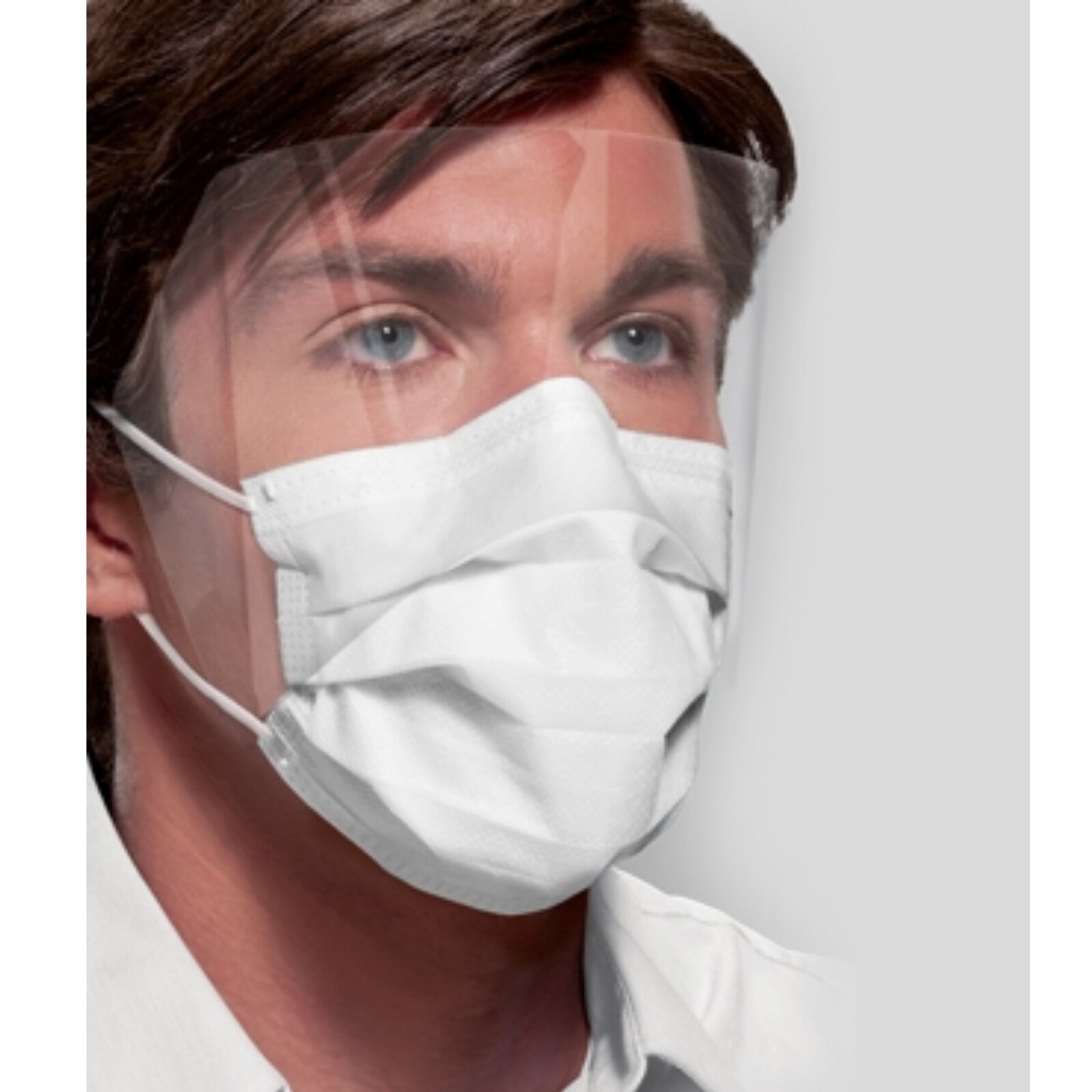 Crosstex Ultra Sensitive FogFree Earloop Mask with Face Shield, Level 3, White, 25/Box