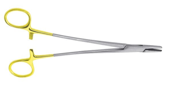 Mayo-Hegar Needle Holder, 8" Carbide Insert, Serrated Jaws, Ratchet Lock