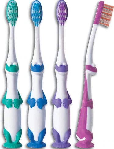 Children's Toothbrush Dinosaur with Suction Cup, Soft Bristles, 72/Case