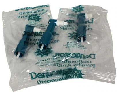 Denticator Disposable Prophy Angle with Tapered Brush, Latex-Free, 90° Angle, Green, 72/Box