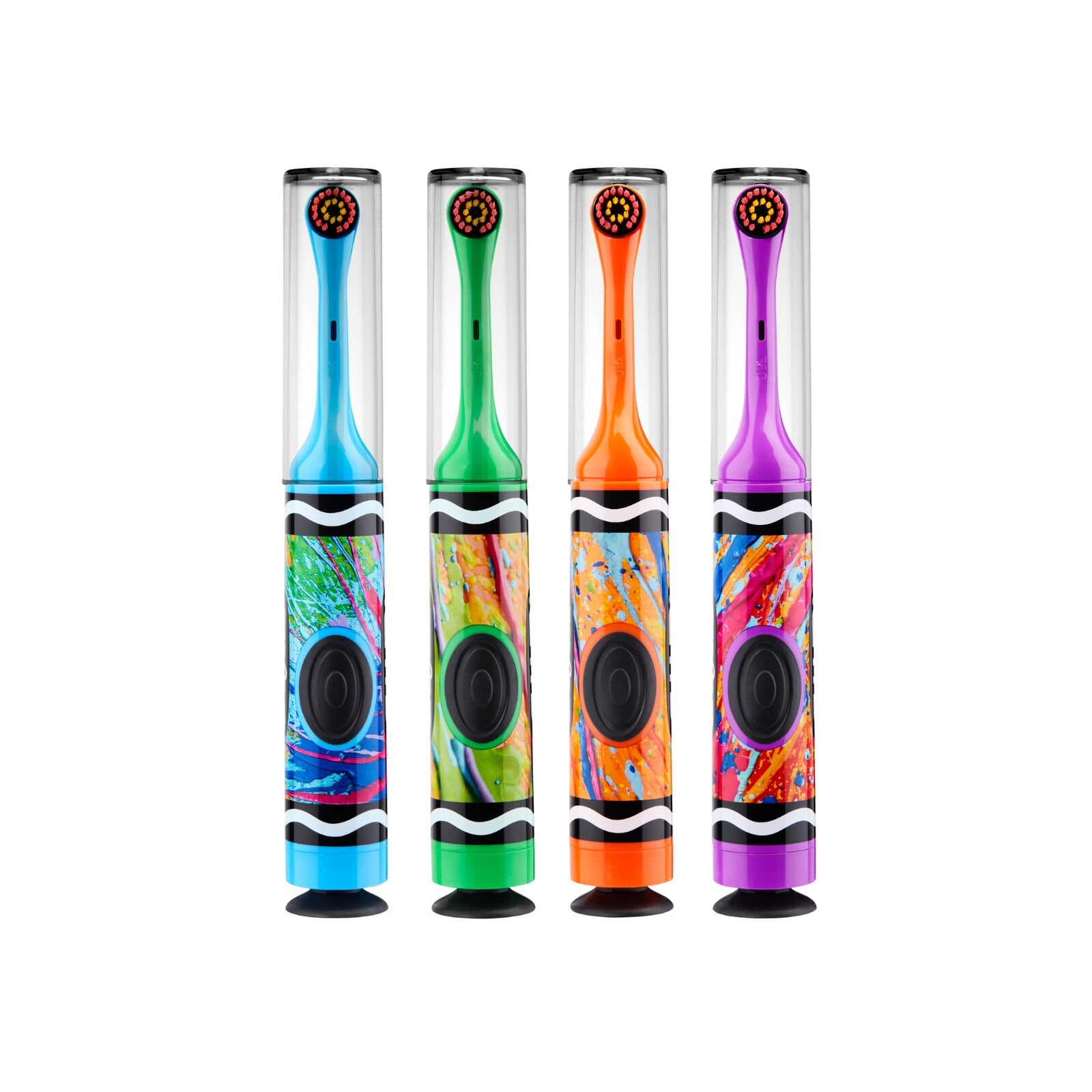 GUM Crayola Youth/Child Power Toothbrush with Stickers, Ultra-Soft Bristles, Assorted Colors, 12/Pk