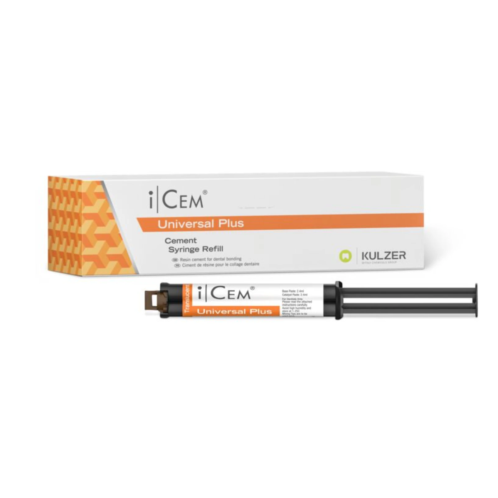 Kulzer iCEM Universal Plus Self-Adhesive Resin Cement Syringe Refill, 9 g, Translucent