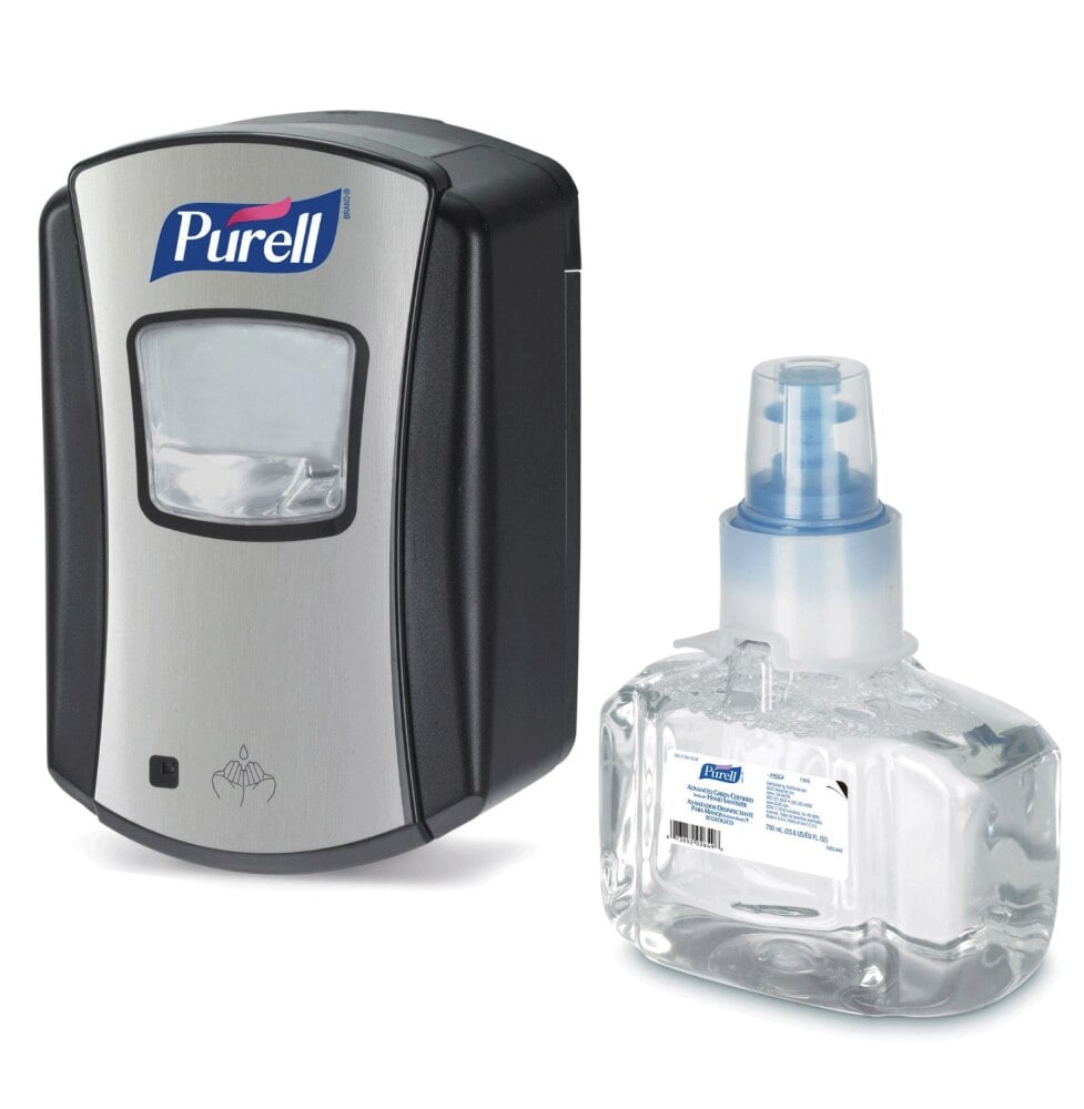 Purell LTX-7 Touch-Free Foam Dispenser, Brushed Chrome/Black, 1/Pk