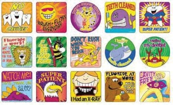Dental Theme Sticker Assortment, 100 Stickers per Roll, 15 Rolls per Case (1500 Stickers)