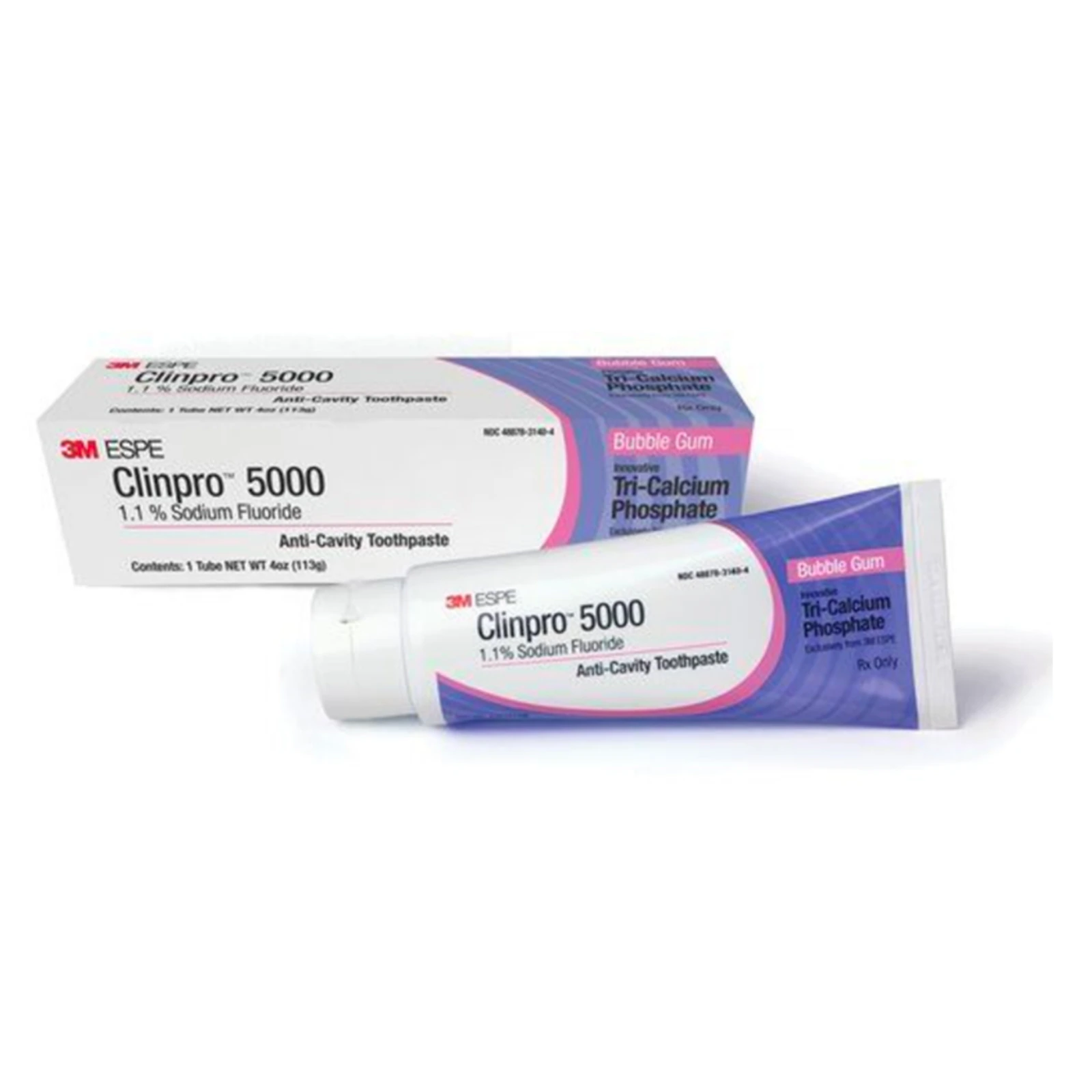 Clinpro 5000 Toothpaste, 1.1% Sodium Fluoride Anti-Cavity Dentifrice, Bubblegum, 4 oz Tube, Case of 24