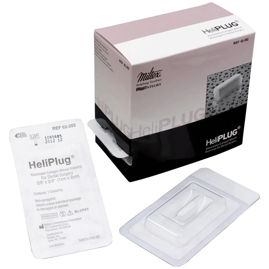 HeliPlug Collagen Wound Dressing, Bovine Tendon, 3/8" x 3/4", 10 per Box