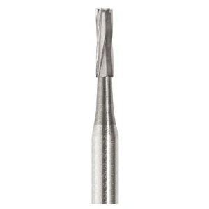 SS White FG #57L Carbide Bur, Straight Fissure Flat End, Plain, Friction Grip, 1.0 mm Diameter, 5.0 mm Length, 100/Pkg