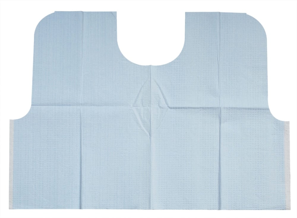 TIDI Everyday Endo Bib, 29" x 21", Blue, 2-Ply Tissue/Poly/Tissue, Contour Neck, 100/Case, 917483