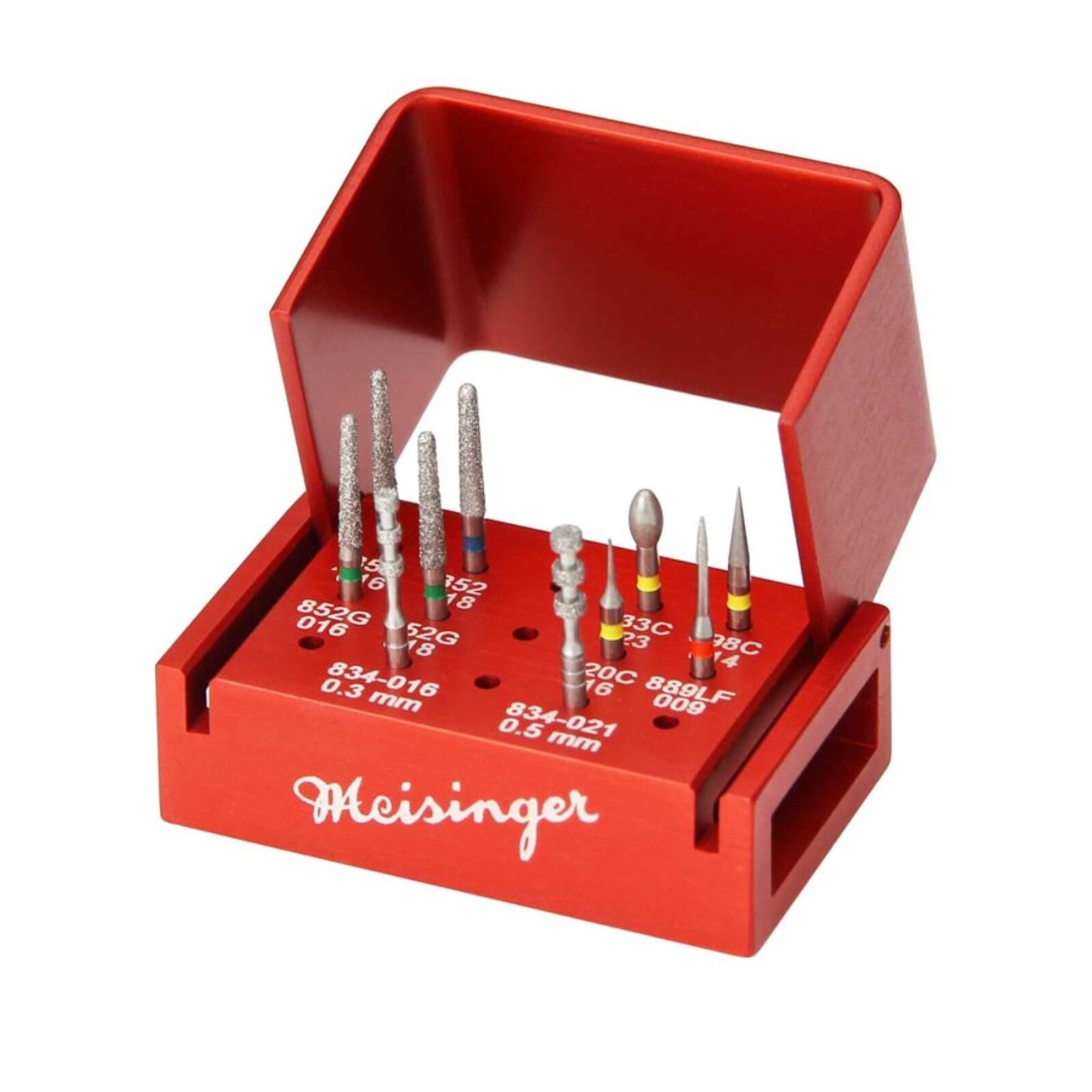 Meisinger Laminate Veneer Diamond Bur Kit, Friction Grip (FG), 10 Burs with Bur Block, 2413