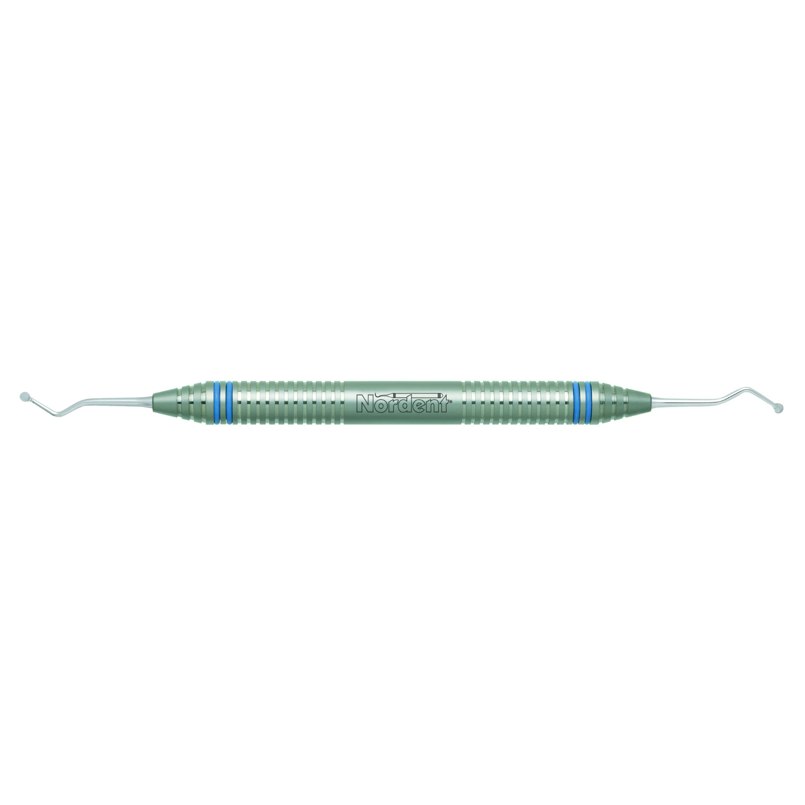 Nordent Excavator DE English Pattern Spoon #125-126, Double End, 2.5mm Head, 33° Angle, DuraLite ColorRings Handle, Stainless Steel