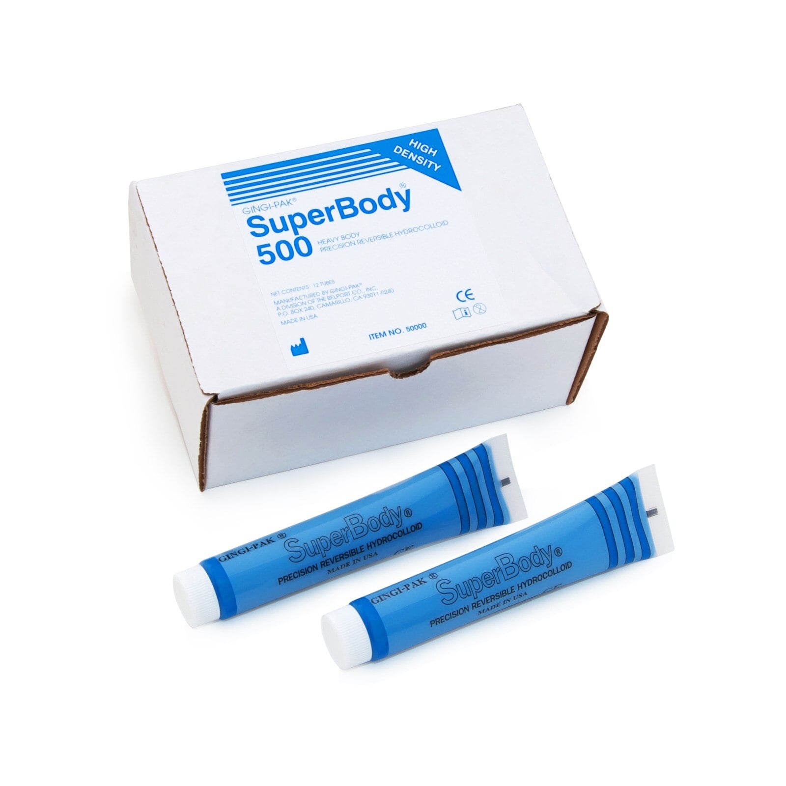 Gingi-Pak SuperBody 500 Blue High Viscosity Reversible Hydrocolloid Impression Tray Material, 60 g Tubes, Box of 12