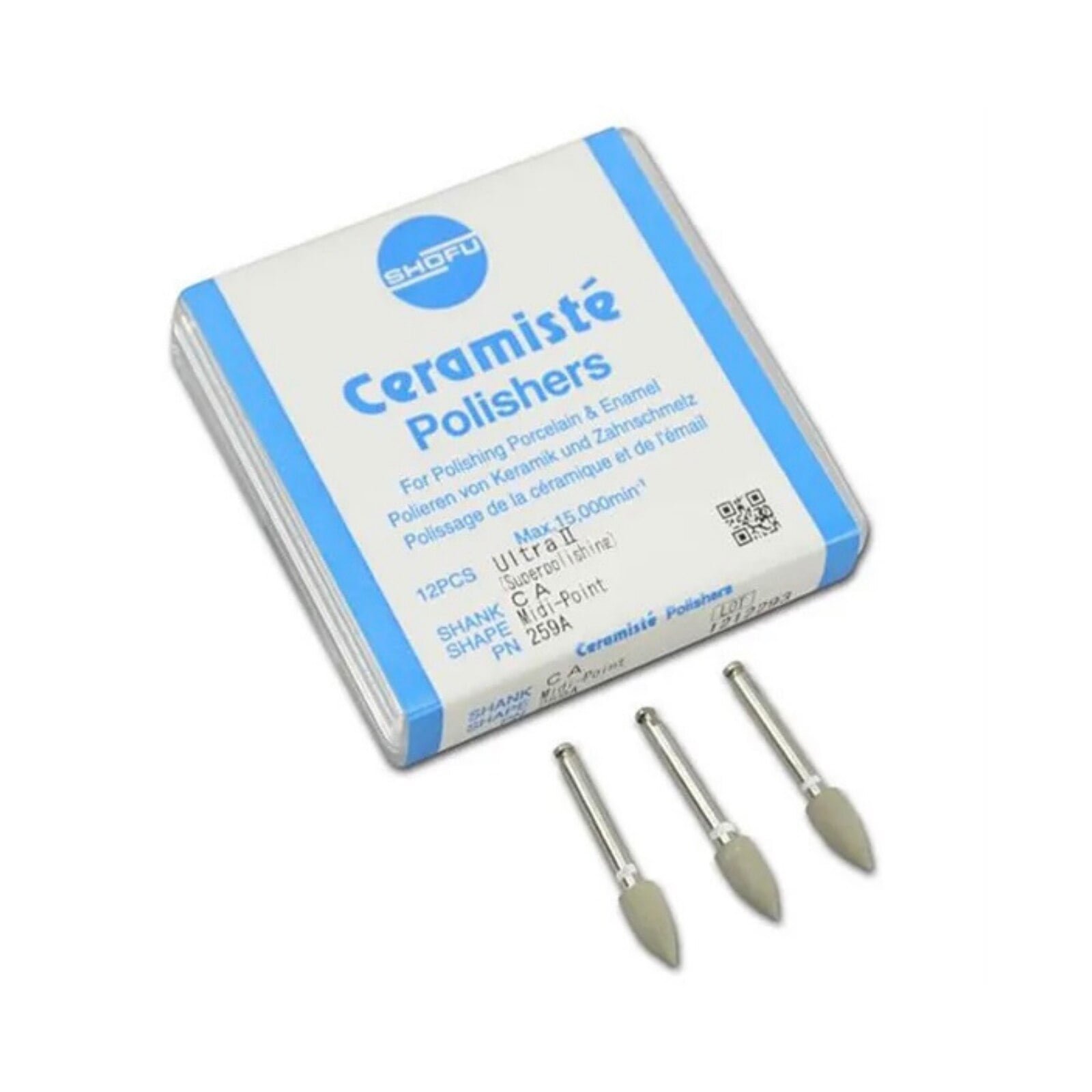 Shofu CeraMiste Soft PB Polisher, WH6 Wheel Shape, HP Handpiece, Blue Band, ISO #120, 12/Bx, #0565