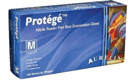 Aurelia Protege Nitrile Examination Gloves, Small, Powder-Free, Non-Sterile, Sky Blue, 100/Box