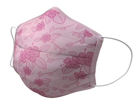 BeeSure Earloop Face Masks, Hibiscus Floral Pink, ASTM Level 3, 50/Box