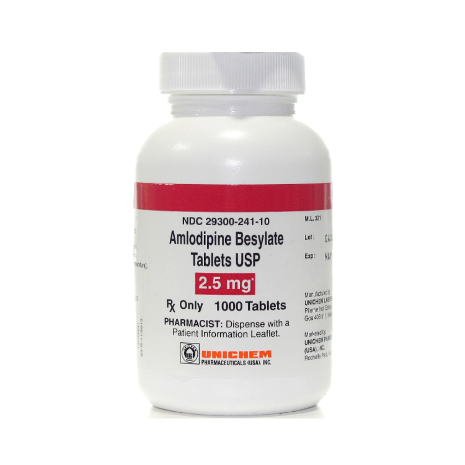 Amlodipine Besylate Tablets 2.5mg, 1000/Bottle