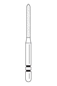 Two Striper® Diamond Bur FG, Coarse, Modified Beveled Cylinder, #511.10, 1.2 mm Diameter, 10 mm Length, Green Ring, 5/Pkg, 2015976