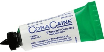 Cora-Caine Denture Pain-Relieving Adhesive Ointment, 16% Benzocaine, 4 g Tubes, 36/Box, #16621