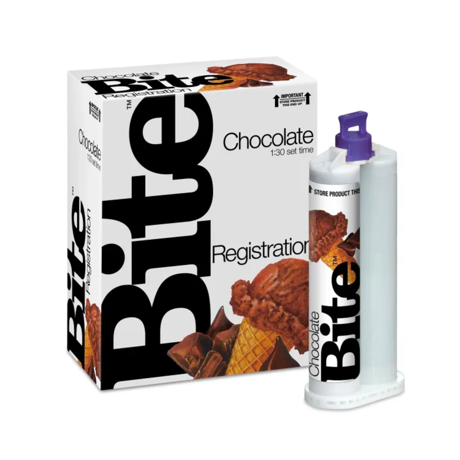 DenMat Chocolate Bite Bite Registration Material, VPS, Regular Set, 48mL Cartridges, 2/Pk, SPD1186