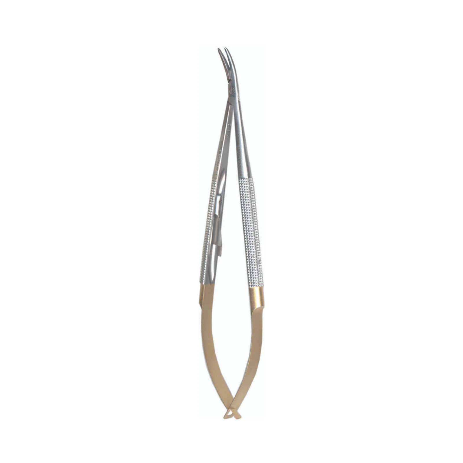 Needle Holder Curved Castroviejo 187TCC LONG, 7", Round Handle, Carbide Tips, A. Titan Instruments