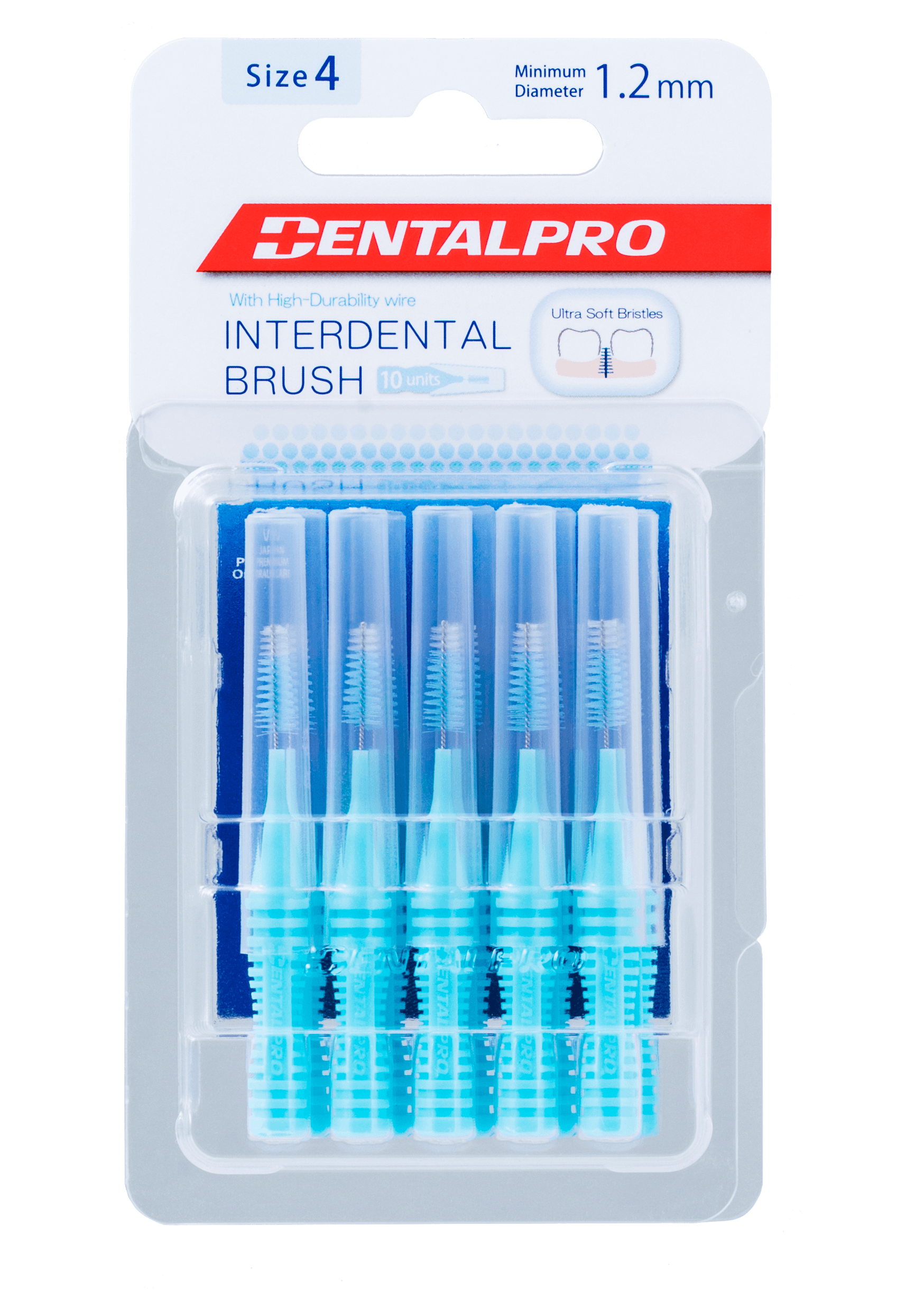 3D Dental Interdental Brush, I-Shaped, Size 4 (1.2mm), Blue, 10/Pk