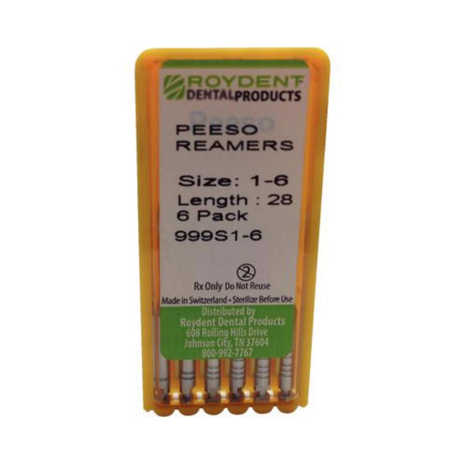 Roydent Dental Peeso Reamer Drills, 28mm, Sizes #1-6, 6/Pkg