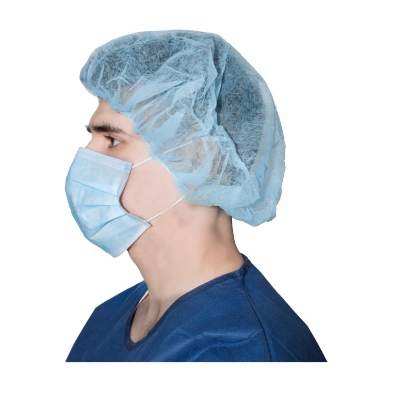 Dukal Bouffant Caps, 24", Blue, Spunbonded Polypropylene, 100/Box