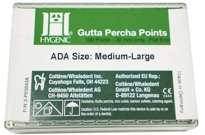 Coltene Gutta Percha Points, Medium-Large, 20/Pk, 5 Vials/Box