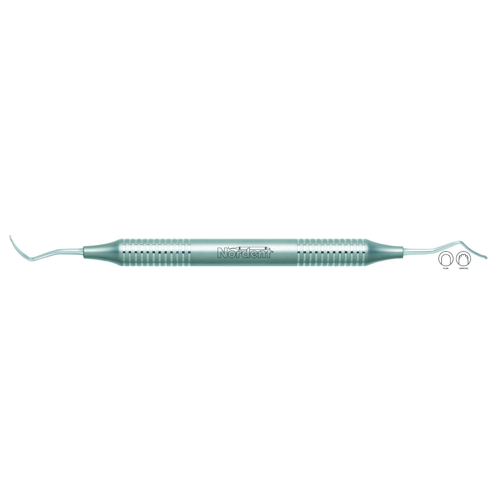 #222 Nordent Gingival Cord Packer, Serrated Tip, Anatomical, Double-End, DuraLite Round Handle