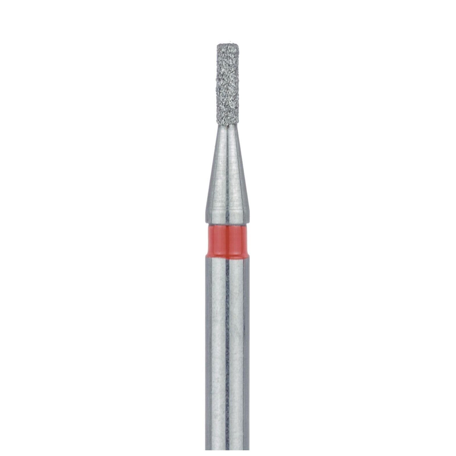 Meisinger 840F-008-FG Fine Diamond Bur, Round-Edge Cylinder, Friction Grip, 0.8 mm Head Diameter, 3.0 mm Head Length, Red Ring, 5/Pkg