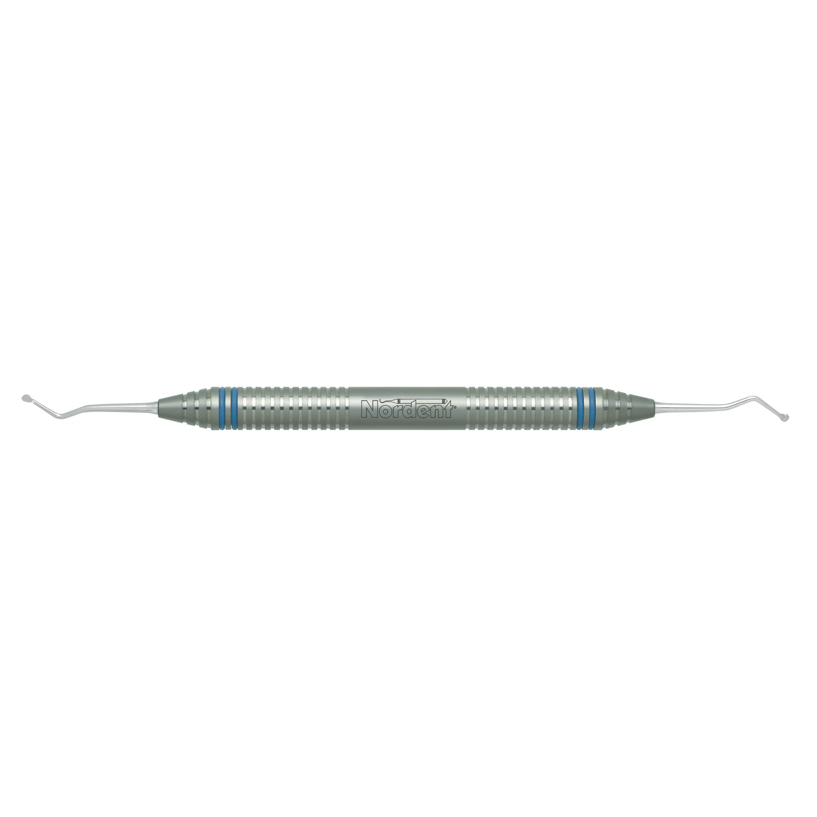 Nordent Excavator English Pattern Spoon #127-128 Double End, 2.0mm Diameter, 33° Angle, DuraLite ColorRings Handle, Stainless Steel