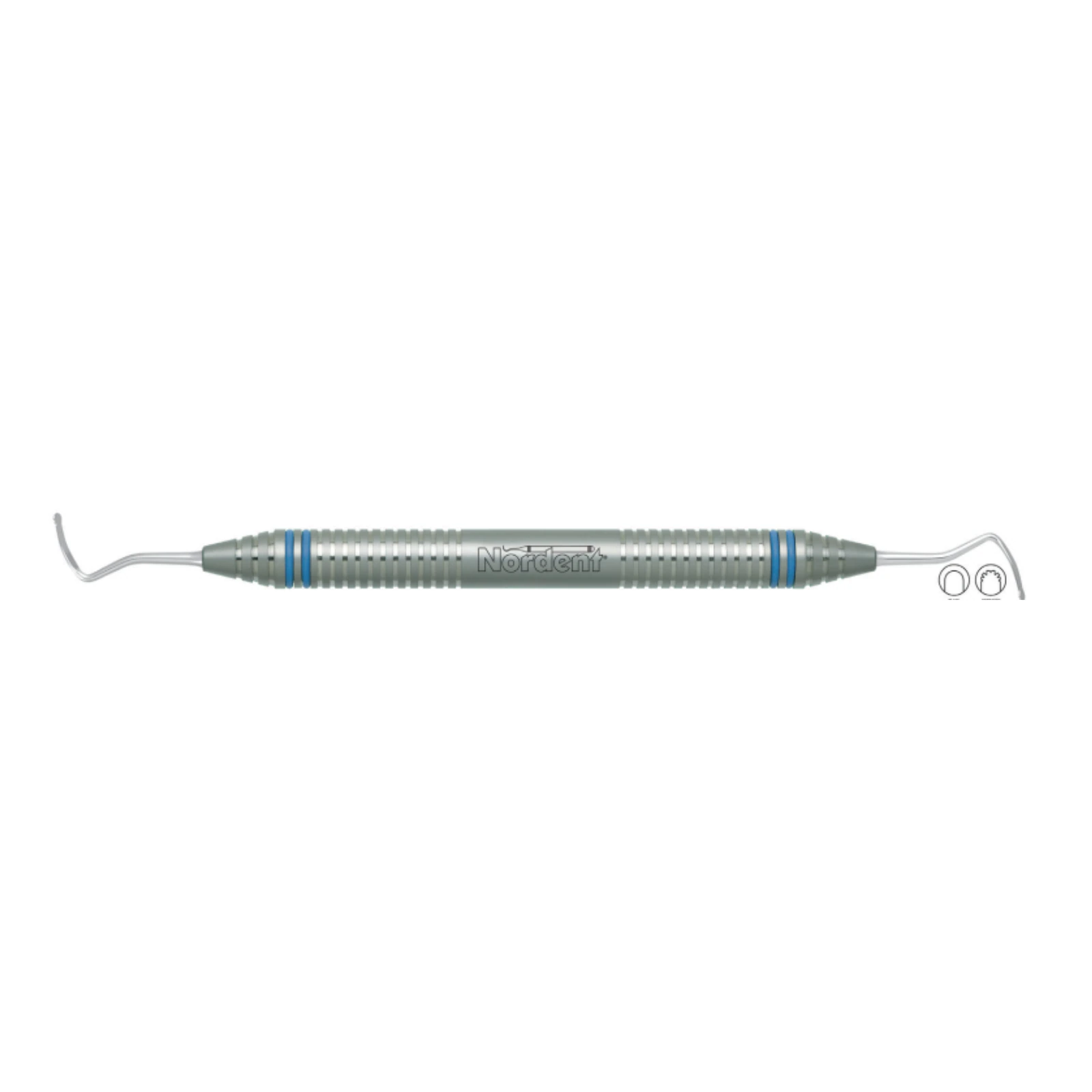 Nordent Gingival Cord Packer DE Serrated #213, Anatomical 45 Degree Offset Blades, Medium Round Handle, RGPNS213