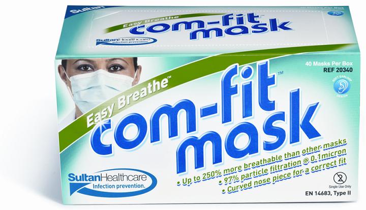 Sultan ComFit Tie-On Mask, White, 40/Box