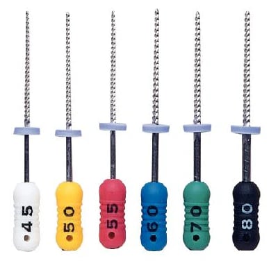 Premier K-Files, 21mm, Assorted Sizes #45-80, Stainless Steel, Color-Coded, 6/Pkg, #9053219