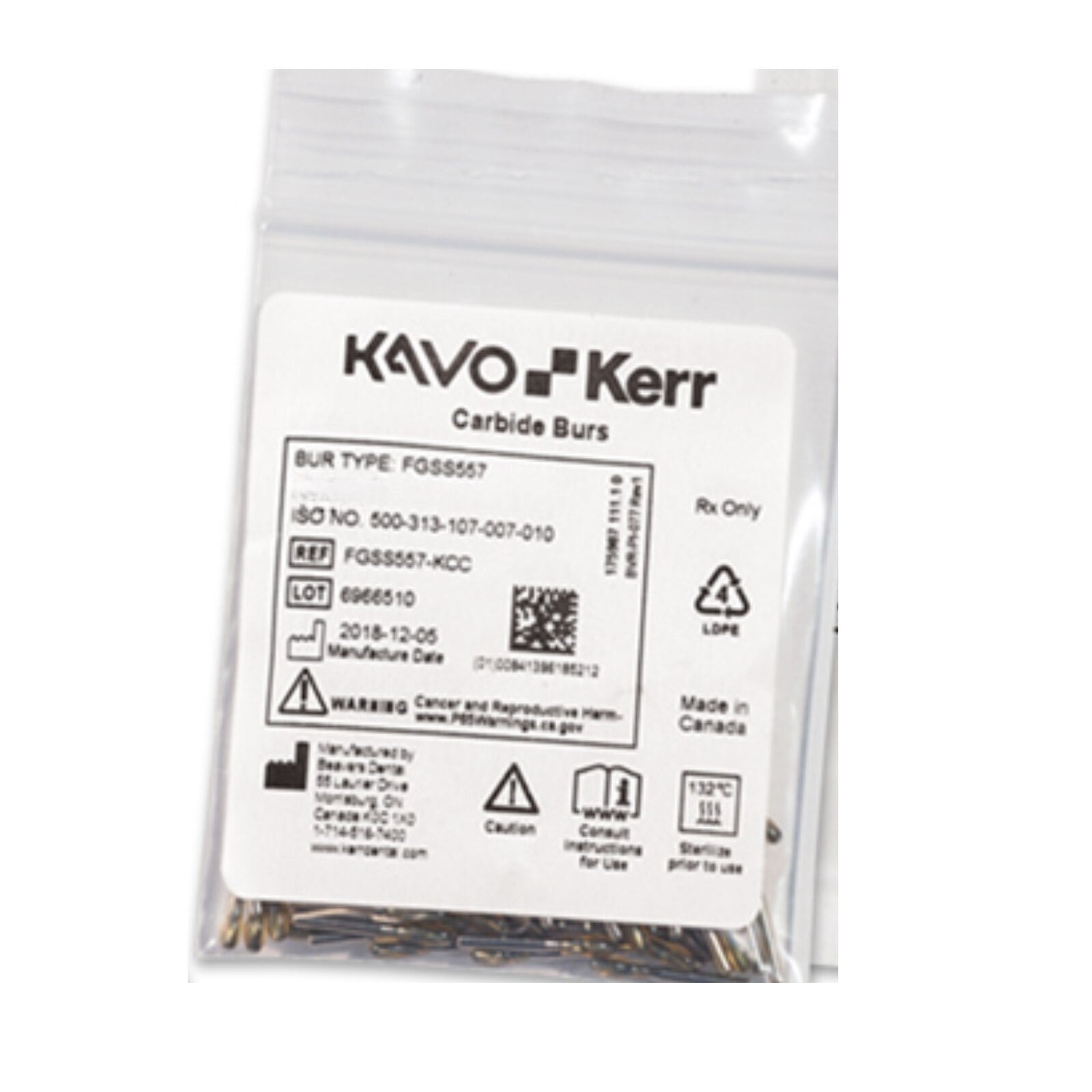 KavoKerr Beavers Carbide Burs FG 257, Friction Grip, 100/Pk